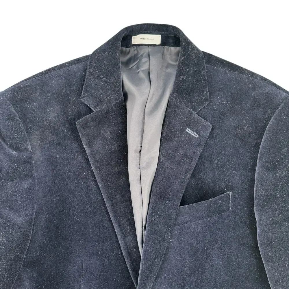 J. Ferrar Navy Blue Velvet Slim Fit Sport Coat Jacket 38R Cotton Formal Business